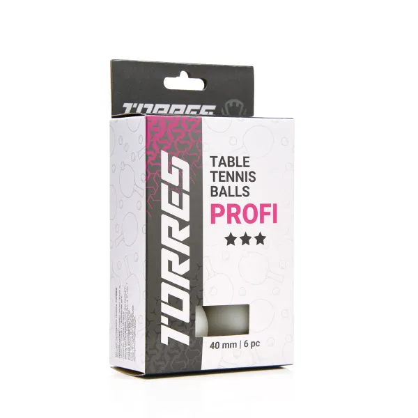 Мяч для наст. тенниса TORRES Profi 3*, TT23012, диам. 40+мм, упак. 6 шт, белый за 338.30 ₽ в Самаре