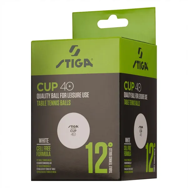 Мяч для наст. тенниса Stiga Cup ABS, 1110-2510-12, диам.40+мм, пластик, упак. 12 шт, белый за 1&nbsp;774.80 ₽ в Самаре