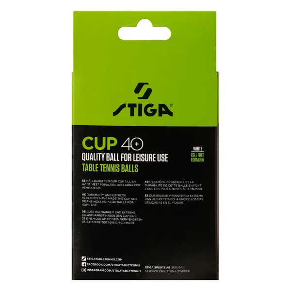 Мяч для наст. тенниса Stiga Cup ABS, 1110-2510-12, диам.40+мм, пластик, упак. 12 шт, белый за 1&nbsp;774.80 ₽ в Самаре