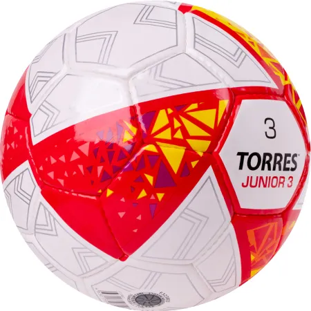 Мяч футб. TORRES Junior-3, F323803, р.3,глянц.ПУ, 4 сл, 32 п,руч.сш,бел-крас-жел за 2&nbsp;070.60 ₽ купить в Самаре