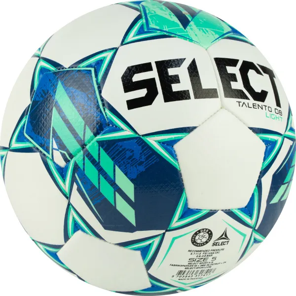 Мяч футб. SELECT Talento DB Light V23, 0775860004, р.5, 32п, ПУ, гибрид.сш, бело-зеленый за 5&nbsp;531.80 ₽ в Самаре