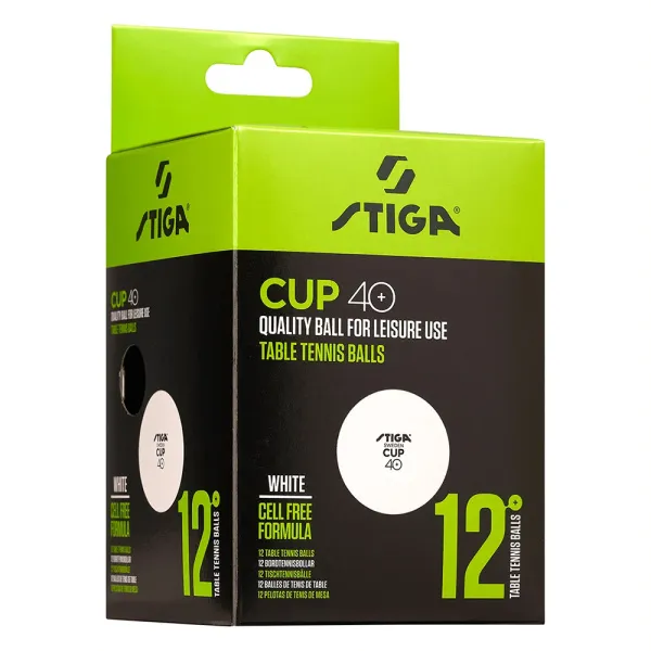 Мяч для наст. тенниса Stiga Cup ABS, 1110-2510-12, диам.40+мм, пластик, упак. 12 шт, белый за 1&nbsp;774.80 ₽ в Самаре