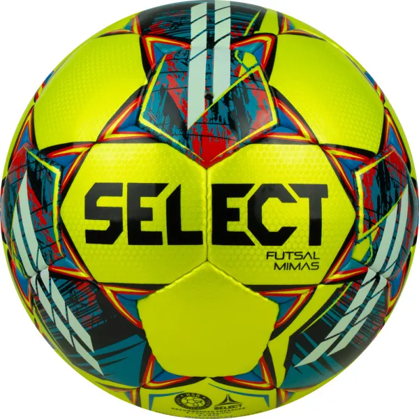 Мяч футзал. SELECT Futsal Mimas, 1053460550, р.4,FIFA Basic, 32 пан, гл.ПУ, руч.сш, жел-сине-красный за 6&nbsp;303.60 ₽ в Самаре