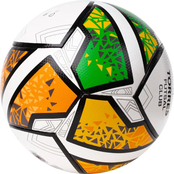 Мяч футзал. TORRES Futsal Club, FS323764, р.4, 10 пан. ПУ, 4 под. сл, гибрид. сш. бело-зел-оранж за 2&nbsp;264.40 ₽ в Самаре