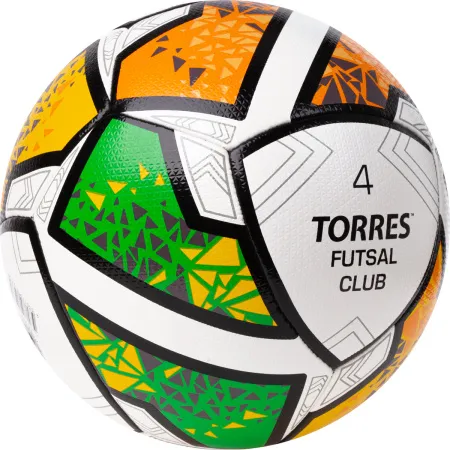 Мяч футзал. TORRES Futsal Club, FS323764, р.4, 10 пан. ПУ, 4 под. сл, гибрид. сш. бело-зел-оранж за 2&nbsp;264.40 ₽ купить в Самаре