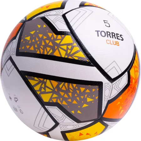 Мяч футб. TORRES Club, F323965, р.5, 10 пан., ПУ, гибрид. сшив, бел-оранж-желт за 2&nbsp;225.30 ₽ купить в Самаре